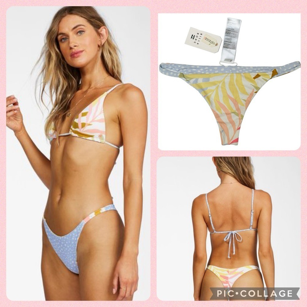 Billabong Tropic Jungle Maya Reversible Isla Skimpy Coverage Bikini Bottom, Sz M